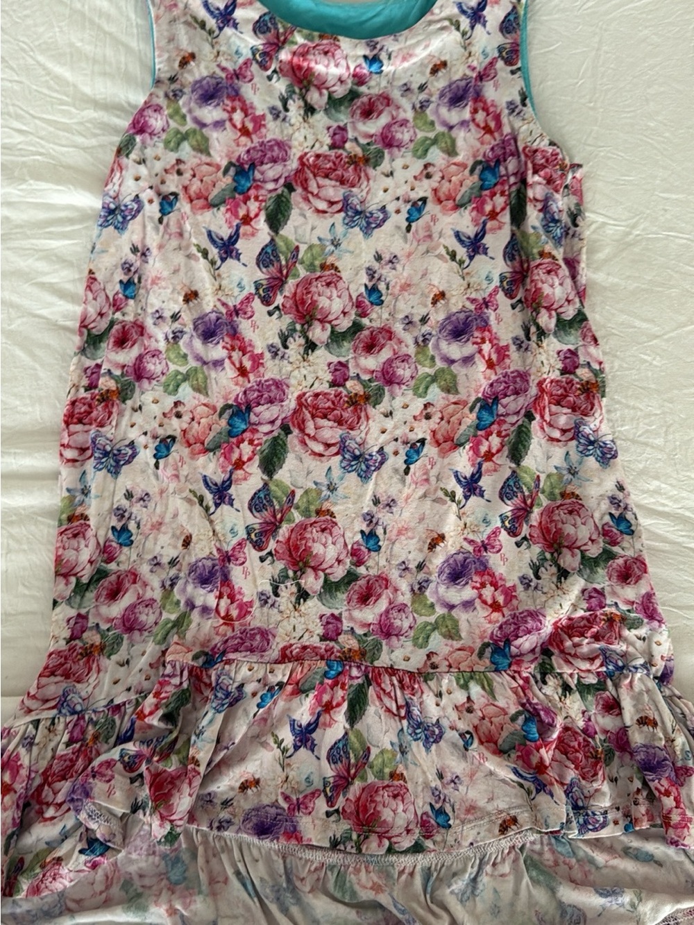 Posh Peanut Pink Floral Ruffle Hi Low Dress